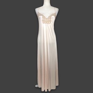 Vintage Slip Dress Light Pink Lace Trim Strappy Lace Up Nightgown Saks